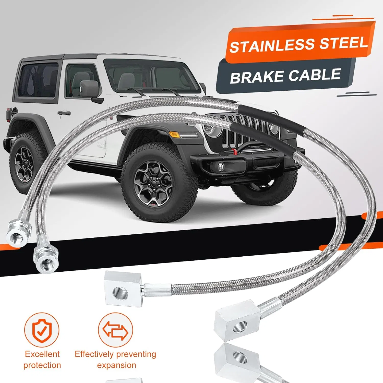 1987-2006 Jeep Wrangler Tj/Yj/Xj Front Rear Extended Brake Line Hose Kit Stainless Steel Brake Cable 3PCS Braided Brake Lines