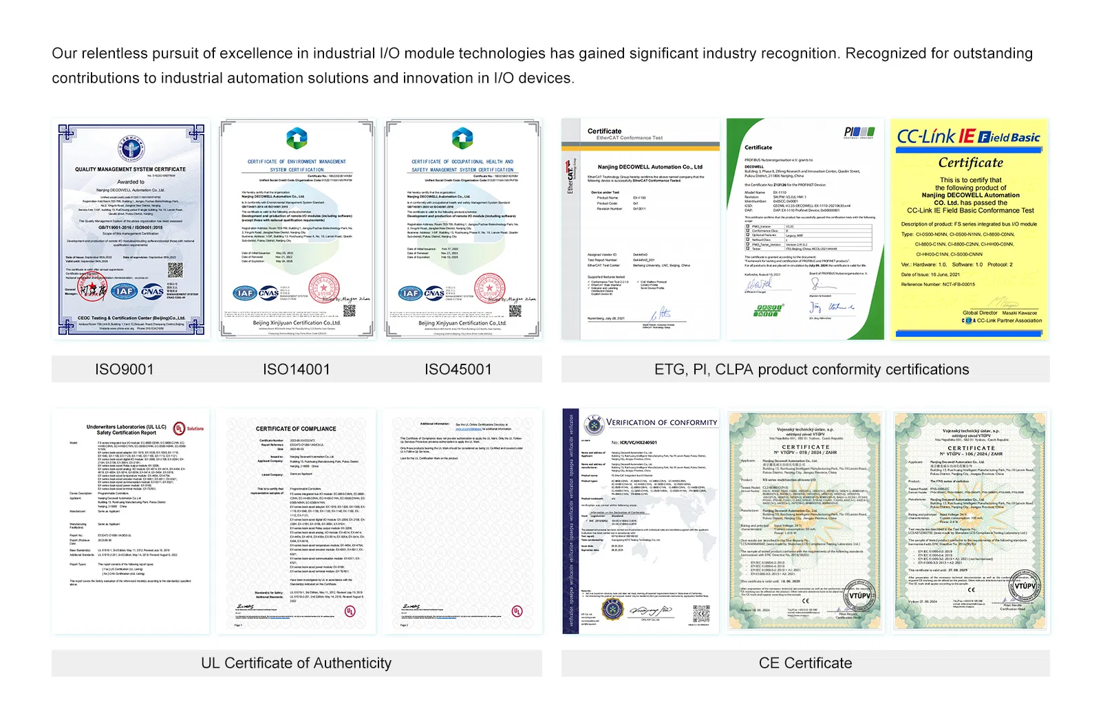 Product Certifications