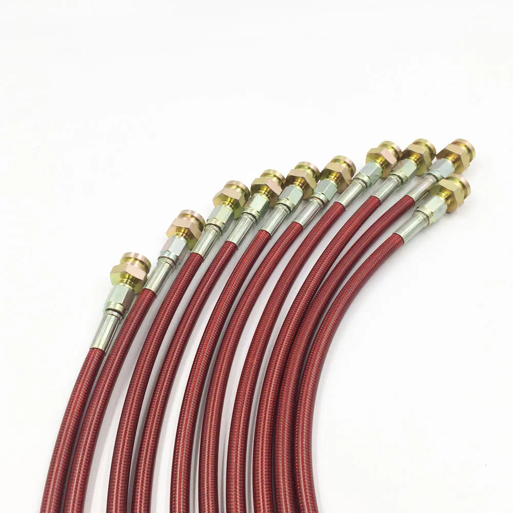 DOT Certificate SAE J1401 Standard An3 3an Red Color PVC Coated Stainless Steel Braided Nylon / PTFE Tefo N Flexible Brake Hose Brake Pipe Line