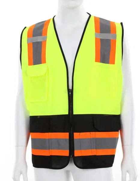 Wholesale Hi-Vis Lime Black Reflective Safety Vest 4-Inch Orange Silver Stripes Suppliers, Factory