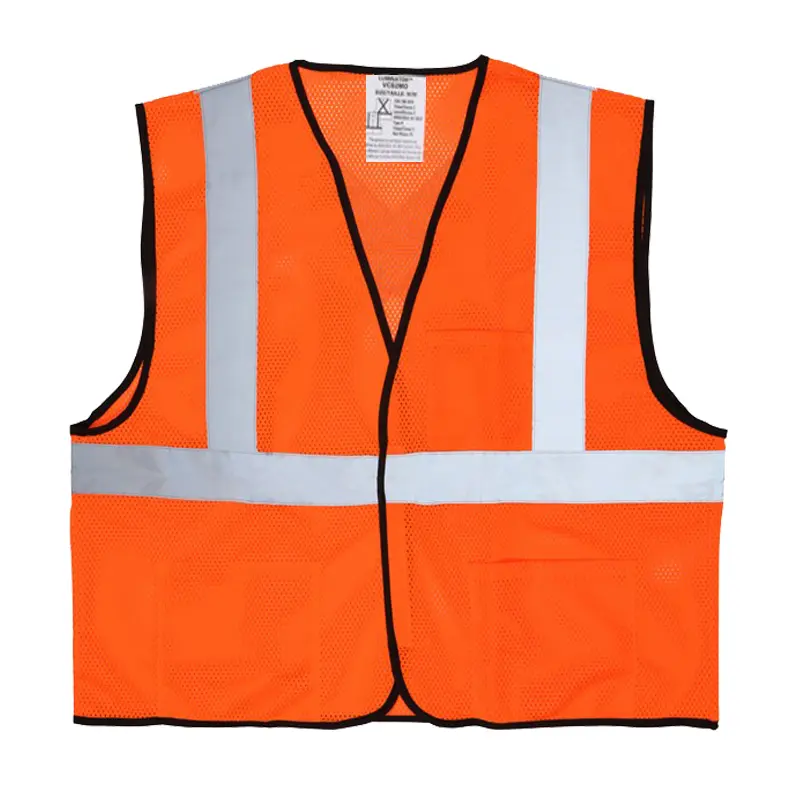 Wholesale Hi Vis Reflective Orange Safety Vest Mesh Vest with 2 Inch Silver Stripes Manufacturers, Supplier
