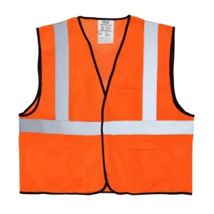 Wholesale Hi Vis Reflective Orange Safety Vest Mesh Vest with 2 Inch Silver Stripes Manufacturers, Supplier