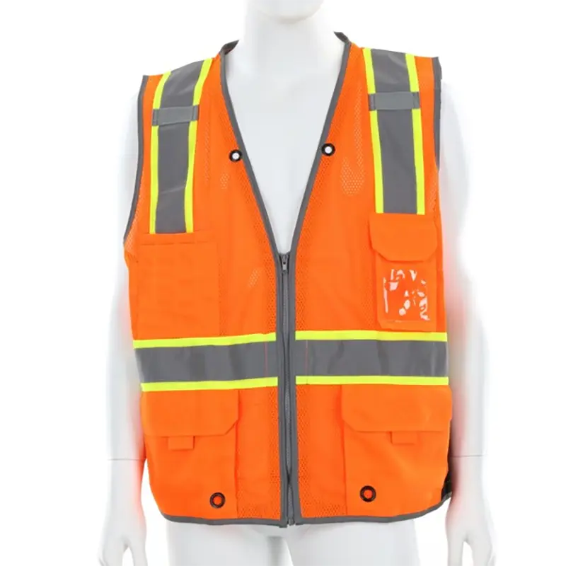 Wholesale High Visibility Zippered Surveyor Safety Vest with 6 Pockets Manufacturers, Factories
