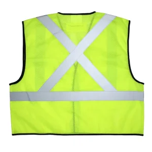 Wholesale Hi Vis Reflective Lime Safety Vest with X pattern back Supplier, Factory