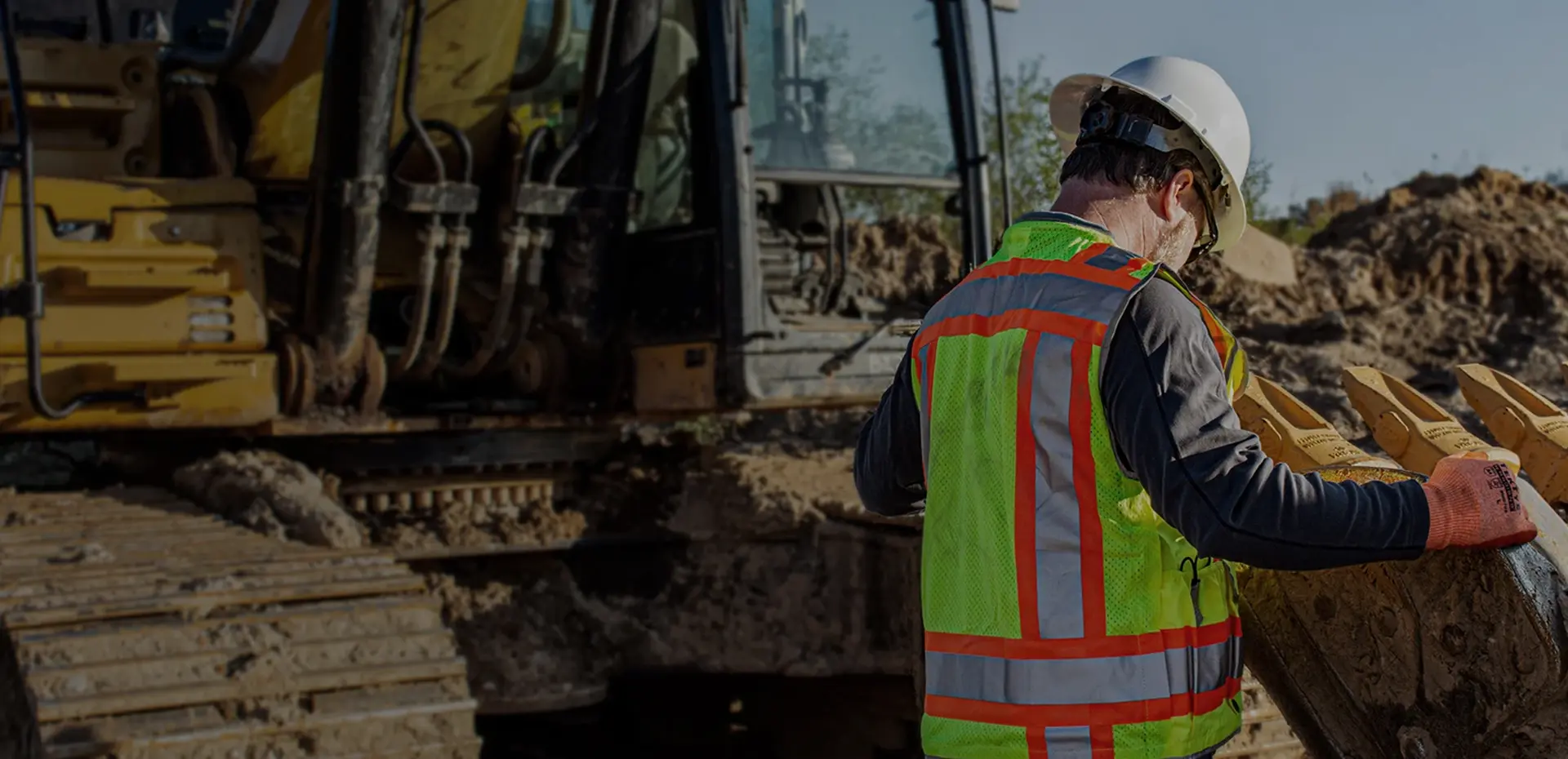 Reflective safety jacket worn at night construction site