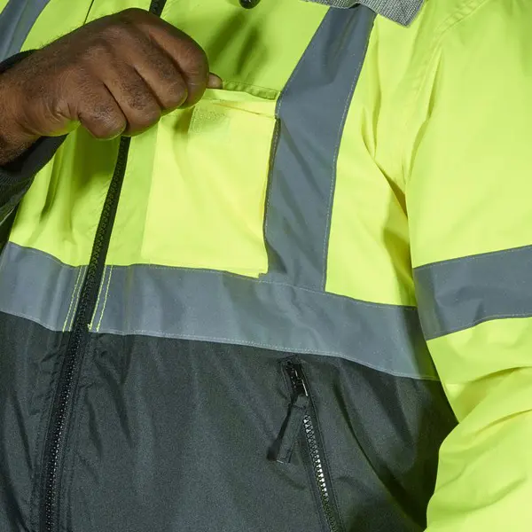 China Reflective Yellow Work Jacket with Hood Rated ANSI Class 3 Manufacturers, Factories