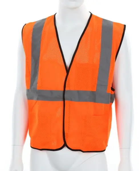 Wholesale Hi Vis Reflective Orange Safety Vest Mesh Vest with 2 Inch Silver Stripes Manufacturers, Supplier