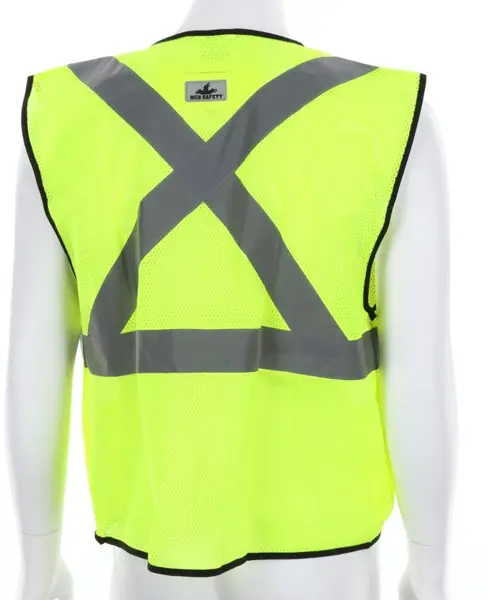 Wholesale Hi Vis Reflective Lime Safety Vest with X pattern back Supplier, Factory