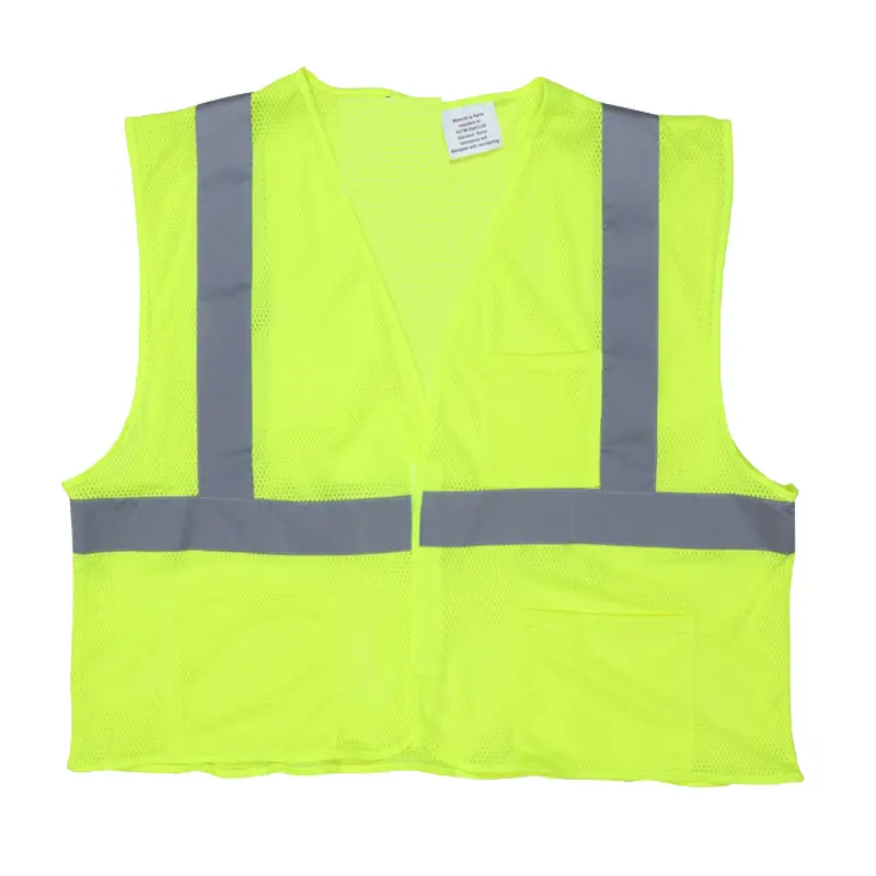 Wholesale Hi-Vis Reflective Lime Safety Vest with 2 Inch Silver Stripes Hook Supplier, Factory