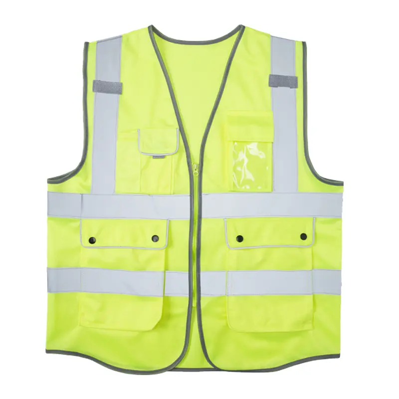 China Unisex High Visibility Zipper Reflective Stripes Safety Vest Jacket with Pocket Manufacturers, Supplier