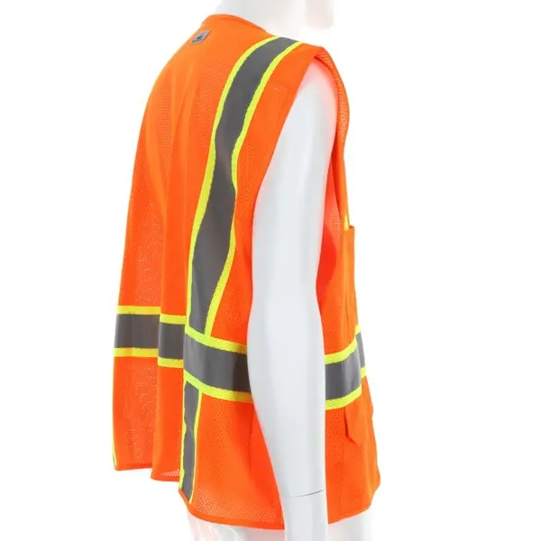 China Hi-Vis Reflective Orange Safety Vest Manufactured with Recycled Materials Suppliers, Factory