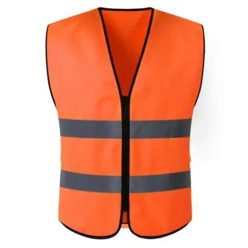 Hi Vis Yellow Orange Reflective Safety Vest with Zipper Closure