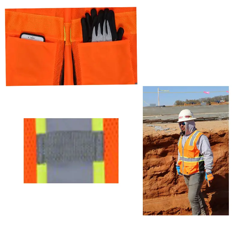 Wholesale High Visibility Zippered Surveyor Safety Vest with 6 Pockets Manufacturers, Factories