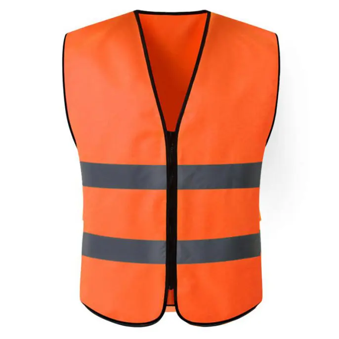 China Hi Vis Yellow Orange Reflective Safety Vest with Zipper Closure Manufacturers, Factory