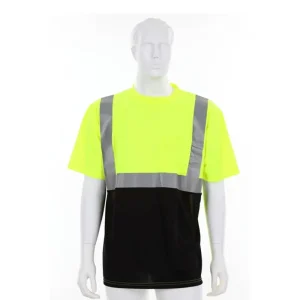 China Hi-Vis Safety Work T-Shirts Short Sleeve and Tagless Design Soft Polyester Birdseye