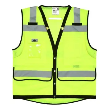 Hi-Vis Reflective Lime Safety Vest with 9 Pockets