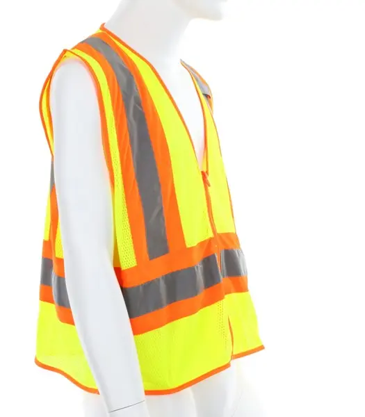 Wholesale Hi-Vis Reflective Lime Mesh Safety Vest 4.5 Inch Orange Stripes Factory, Factories