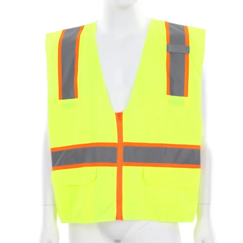 China Hi-Vis Reflective Lime Safety Vest with 3-Inch Lime Silver Stripes Zipper Front Closure Manufacturers, Suppliers