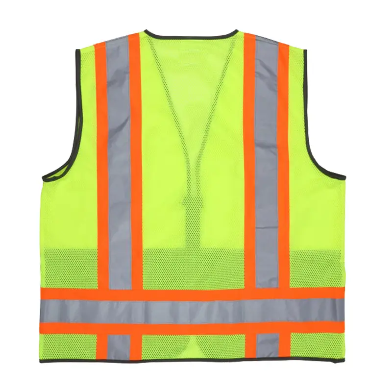 Wholesale Hi-Vis Lime Black Reflective Safety Vest 4-Inch Orange Silver Stripes Suppliers, Factory