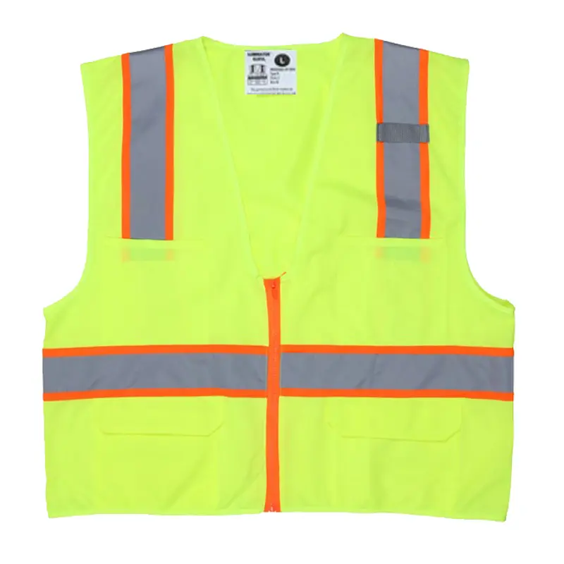 China Hi-Vis Reflective Lime Safety Vest with 3-Inch Lime Silver Stripes Zipper Front Closure Manufacturers, Suppliers