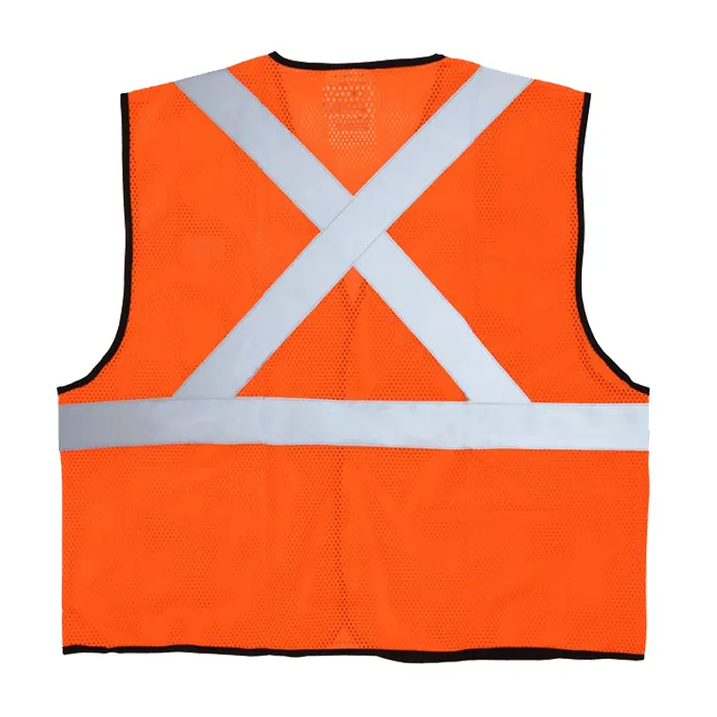 Wholesale Hi Vis Reflective Orange Safety Vest Mesh Vest with 2 Inch Silver Stripes Manufacturers, Supplier