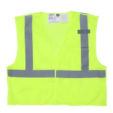 Hi-Vis Reflective Lime Safety Vest Dielectric Zipper Front Closure Class 2 Compliant