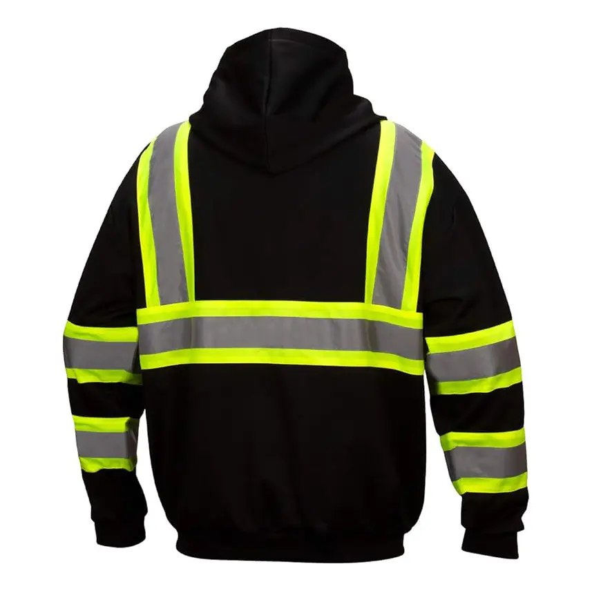 China Hi Vis Safety Fleece Zip Hoodie  Reflective Sweatshirts ANSI Class 3 for Men Manufacturers, Factories