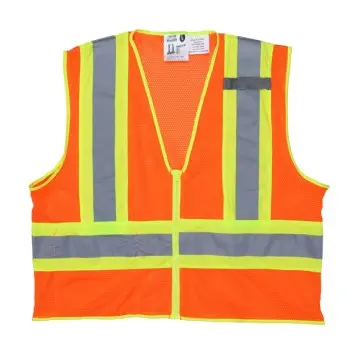 Hi-Vis Reflective Orange Safety Vest with Silver Stripes