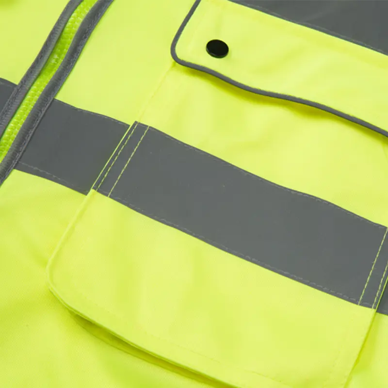 China Unisex High Visibility Zipper Reflective Stripes Safety Vest Jacket with Pocket Manufacturers, Supplier