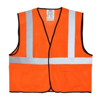 Hi Vis Reflective Orange Safety Vest Mesh Vest with 2 Inch Silver Stripes