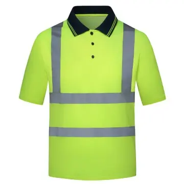 2PCS High Visibility Collar Short Sleeve Safety Polo Shirts with Reflective Strips