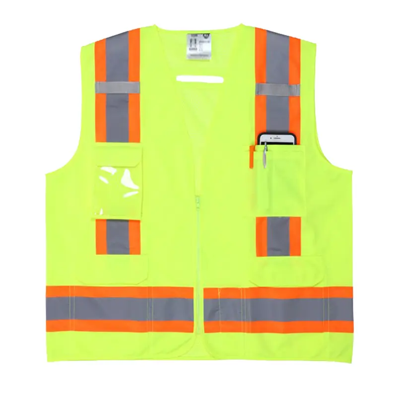 Wholesale Hi-Vis Lime Reflective Safety Vest 4-Inch Orange Silver Stripes Factory, Factories