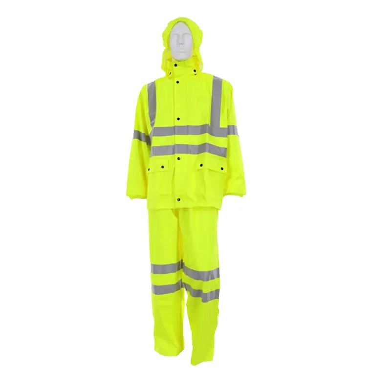 China High Visibility Reflective PU Waterproof Fabric Rain Suit Supplier, Factories