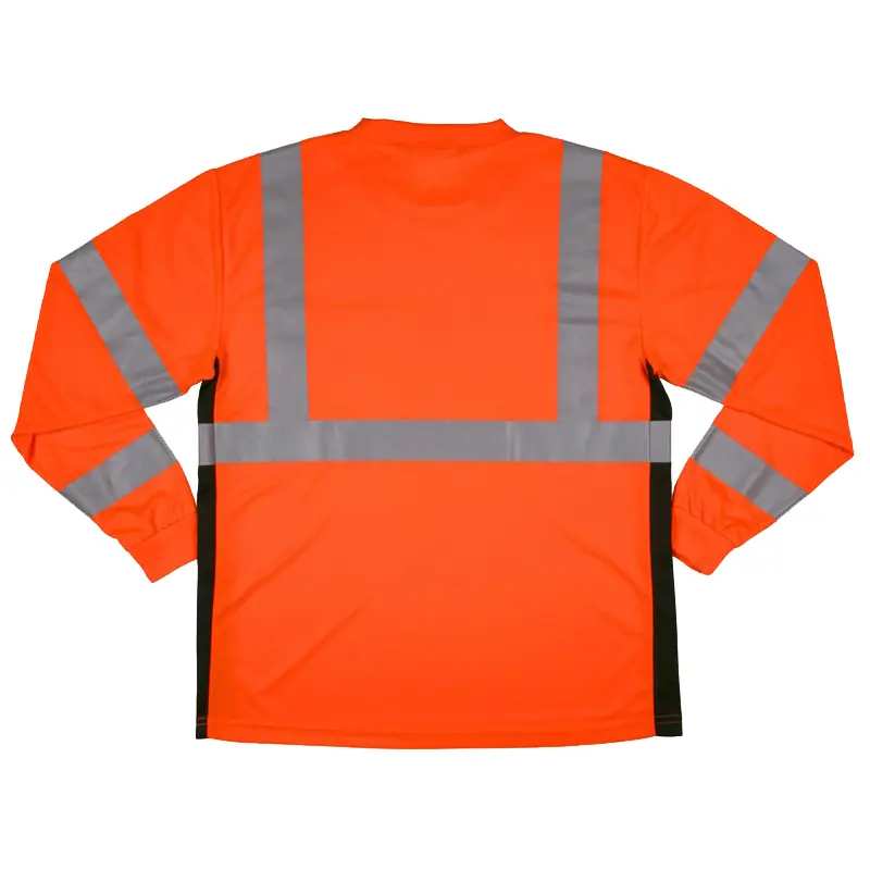 China 2 Pcs Safety Work Hi Vis Shirt Mens Long Sleeve High Visibility Orange Manufacturers, Factories