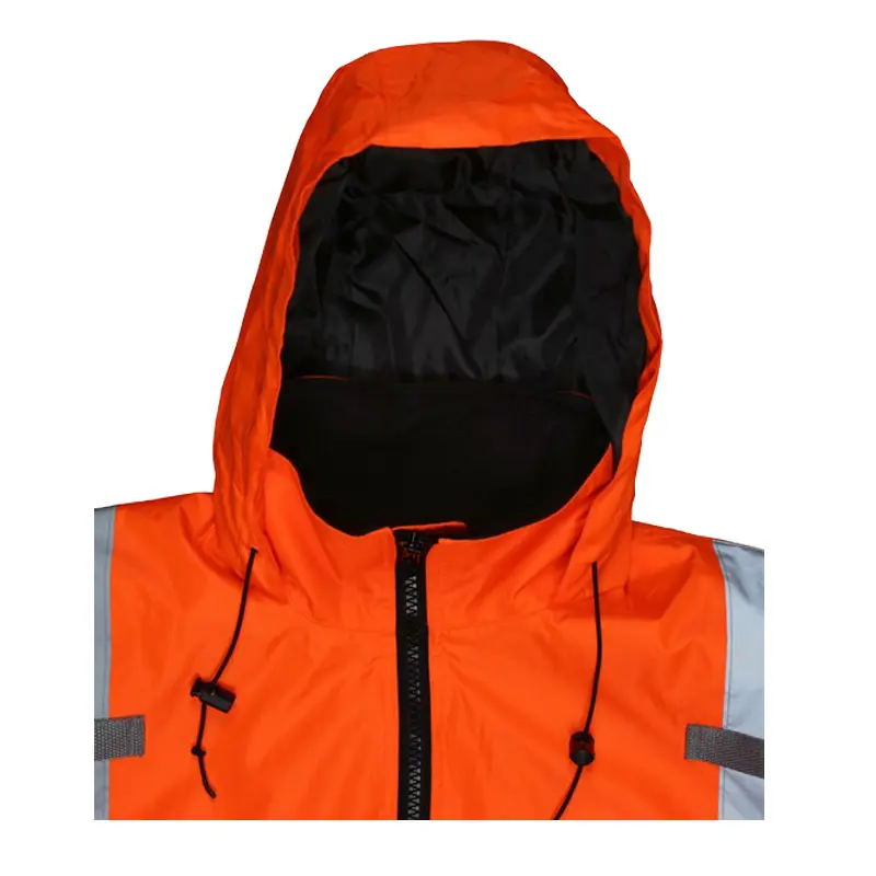 Wholesale Two Tone Value Bomber Quilted Rain Jacket with Silver Reflective Stripes Orange Supplier, Factory
