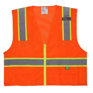 China Hi-Vis Reflective Orange Safety Vest Manufactured with Recycled Materials Suppliers, Factory