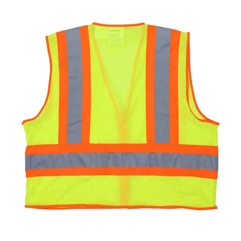 Wholesale Hi-Vis Reflective Lime Mesh Safety Vest 4.5 Inch Orange Stripes Factory, Factories