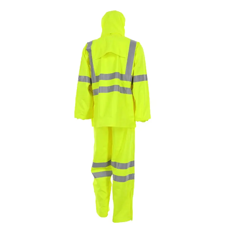 China High Visibility Reflective PU Waterproof Fabric Rain Suit Supplier, Factories