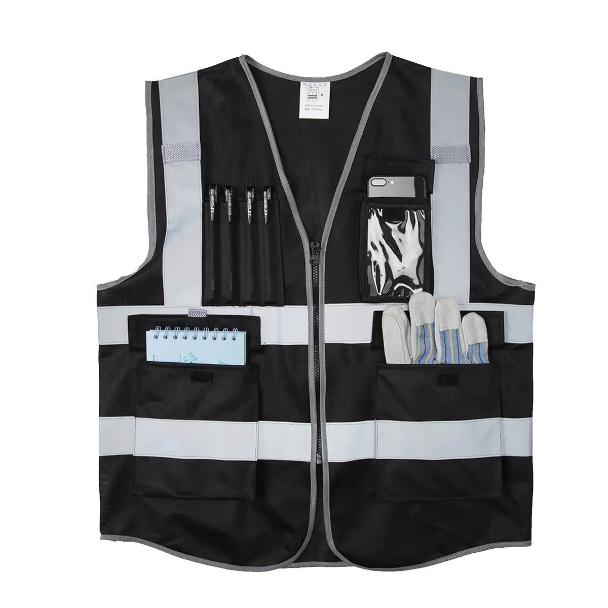 Wholesale Multi-Pockets Hi Vis Reflective Safety Vests for Women Men High Visibility Vest with Zipper Front  Manufacturers, Suppliers