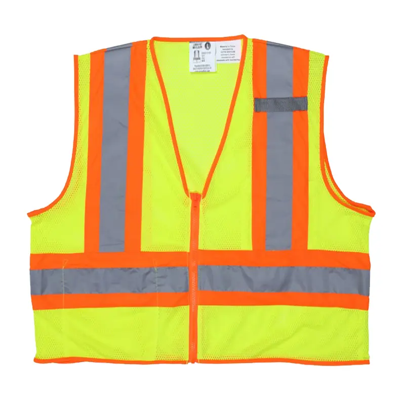 Wholesale Hi-Vis Reflective Lime Mesh Safety Vest 4.5 Inch Orange Stripes Factory, Factories