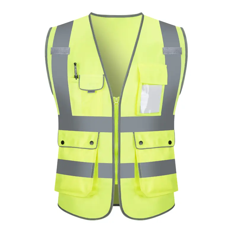 China Unisex High Visibility Zipper Reflective Stripes Safety Vest Jacket with Pocket Manufacturers, Supplier