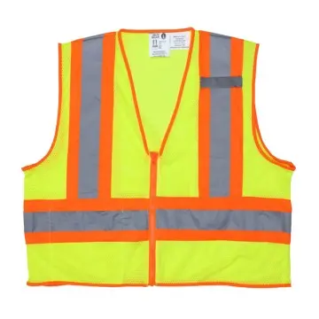 Hi-Vis Reflective Lime Mesh Safety Vest 4.5 Inch Orange Stripes