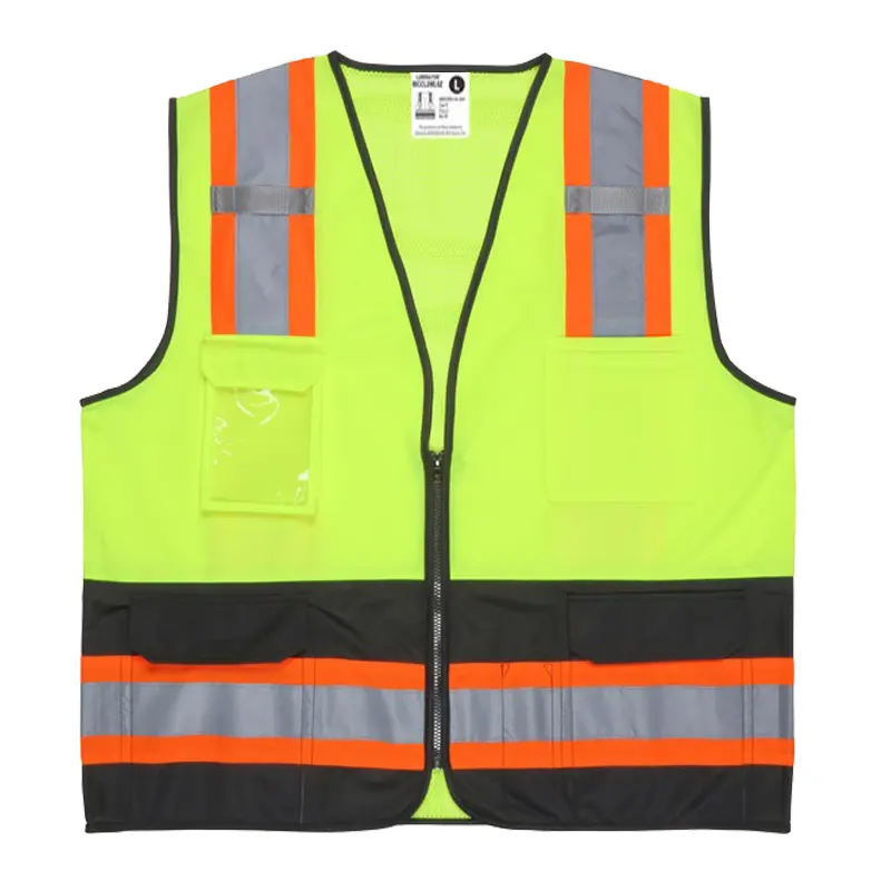 Wholesale Hi-Vis Lime Black Reflective Safety Vest 4-Inch Orange Silver Stripes Suppliers, Factory