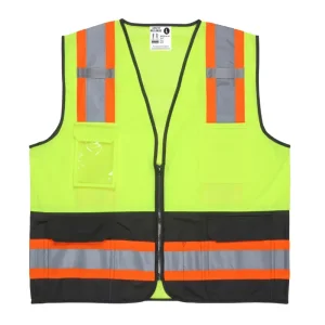Wholesale Hi-Vis Lime Black Reflective Safety Vest 4-Inch Orange Silver Stripes Suppliers, Factory