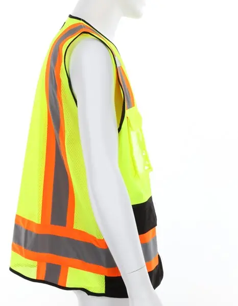 Wholesale Hi-Vis Lime Black Reflective Safety Vest 4-Inch Orange Silver Stripes Suppliers, Factory