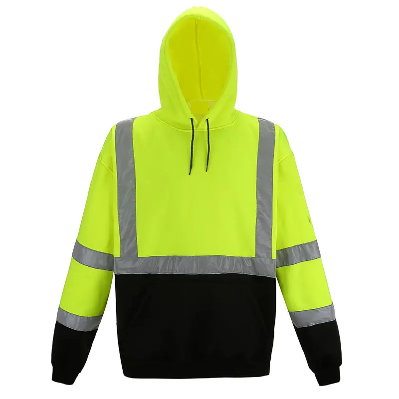 China High Visibility Class 3 Reflective Zippered Safety Hooded Sweatshirt Manufacturers, Factories