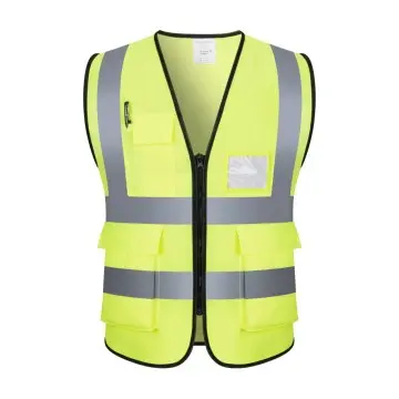 High Visibility Multi-Pocket Reflective Safety Vest for Women Men with Zipper Front