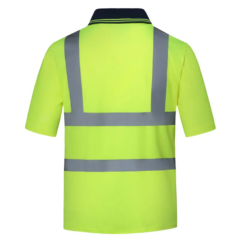 China 2PCS High Visibility Collar Short Sleeve Safety Polo Shirts with Reflective Strips Factory, Factories