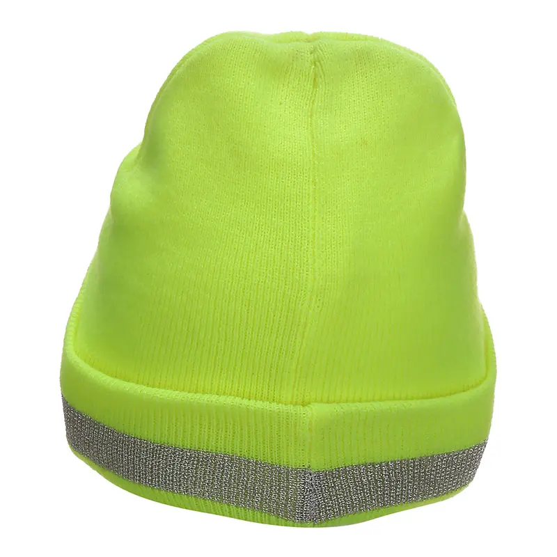 Wholesale Hi Vis Green Knit Hat with Reflective Stripe Manufacturers, Factories