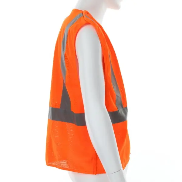 Wholesale Hi-Vis Reflective Orange Safety Vest Mesh Fabric with 2 Inch Silver Stripes ANSI Class 2 Supplier, Factories